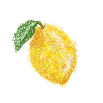 Abstract image of a lemon with a leaf on a white background. digital illustration