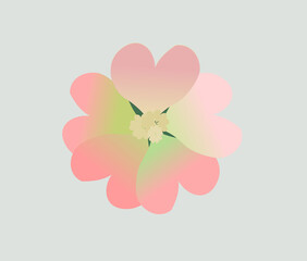 Pink flower  on green isolated background. Pattern making object, bouquet, card decoration.