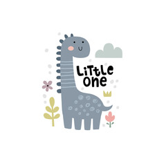 cute vector illustration of a funny dinosaur
