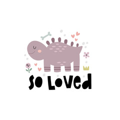 cute vector illustration of a funny dinosaur