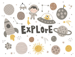 cute vector set of space related items