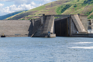 The navigation lock at Lower Granite Lake Dam on the Snake River, Washington, USA