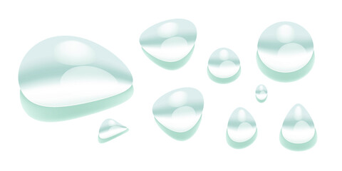 Water Droplets With Gradient On White Background. Vector EPS10