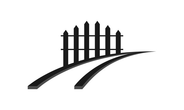 Fence and road vector logo