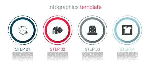 Set Leather, Electric iron, Thimble for sewing and Sewing pattern. Business infographic template. Vector