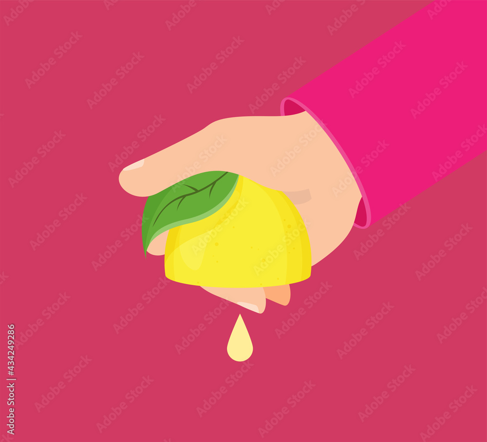 Poster flat vector lemon fruit isolated on color background