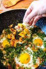 shakshuka. israeli fried eggs with vegetables