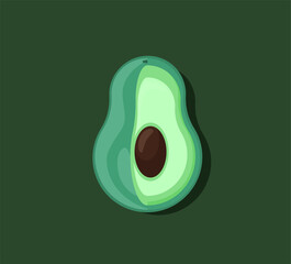 Flat vector avocado fruit isolated on color background