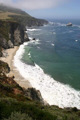 Rugged California Coast Showing the Power of Water to Change Landforms through Erosion and Deposition with Wave Action from the Pacific