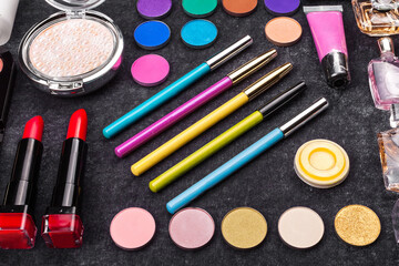 colorful luxury decorative cosmetics. colorful patern makeup