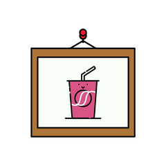 Frame of cola Illustration. modern simple vector icon, flat graphic symbol in trendy flat design style. wallpaper. lockscreen. pattern. frame, background, backdrop, sign, logo.