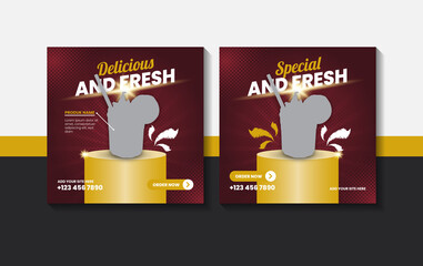 Food menu and restaurant social media post template