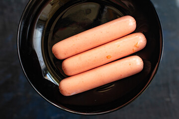 sausage meat pork, beef or chicken on the table healthy meal snack ingredient top view copy space...