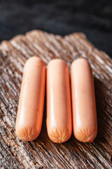 sausage meat pork, beef or chicken on the table healthy meal snack ingredient top view copy space...