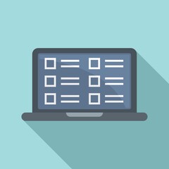Syllabus laptop icon, flat style
