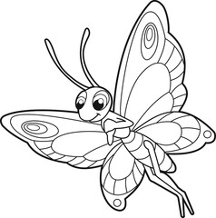 illustration of a butterfly. Coloring page. Illustration for children. Cute and funny cartoon characters.