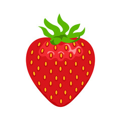 Vector strawberry flat icon. Cartoon simple illustration of fresh red berry.