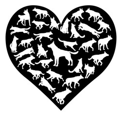 German Shepard Alsatian Dog Heart Concept