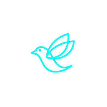 Blue Bird Line Logo Simple Design