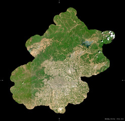 Obraz premium Beijing, China - black solid. Sentinel-2 satellite