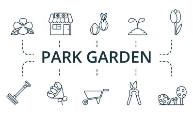 Pack Garden icon set. Collection contain pack of pixel perfect creative icons. Pack Garden elements set.
