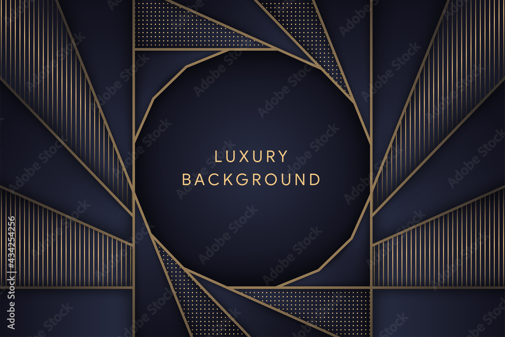 Poster abstract luxury background template design use gold and blue gradient colors. polygonal shape as pla