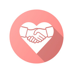 Charity icon with long shadow for graphic and web design.