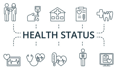 Health Status icon set. Collection contain pack of pixel perfect creative icons. Health Status elements set