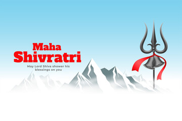 Kailash Parwat Mountain With Trishul Composition Maha Shivratri Festival