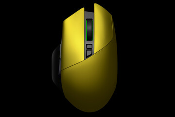 Modern wireless gaming computer mouse isolated on black background