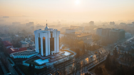 The Presidency building at sunrise in Chisinau, Moldova - obrazy, fototapety, plakaty