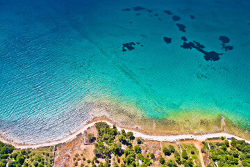 Biograd na Moru idyllic turquoise beach aerial view