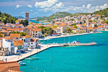 Coastal town of Tisno waterfront view