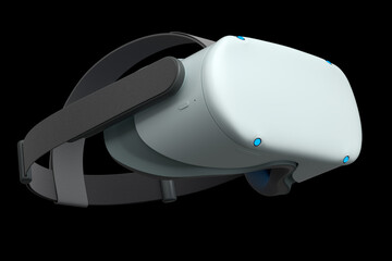 Virtual white reality glasses isolated on black background. 3d rendering