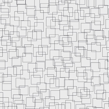 Decorative repeat vector wallpaper with intricate squares. Monochrome tanggled polygons. Contour squares grid semless pattern. 