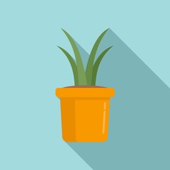Succulent plant pot icon, flat style