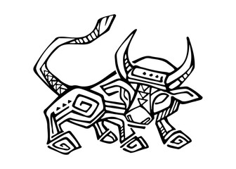 Fototapeta na wymiar Mexican bull hand drawn illustration