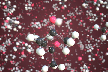 Acetone molecule, conceptual molecular model. Scientific 3d rendering