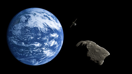 asteroid flying to earth Elements of this image furnished by NASA 3D illustration
