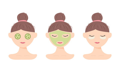 Different types of skincare. Spa at home. Vector illustration