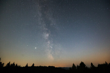 Milky Way in Beskid Sadecki, Poland Malopolska