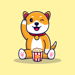 Fototapeta premium Cute little Dog with Popcorn