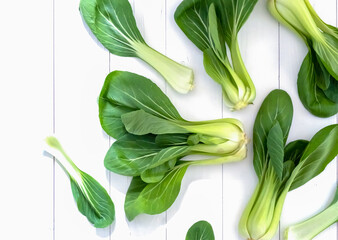pok choy on white background