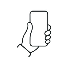 Smartphone in hand Line vector Icon  