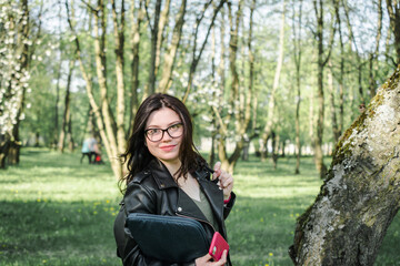 Beautiful brunette girl portrait outside