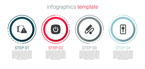 Set House under protection, Smart home, Electric extension cord and key. Business infographic template. Vector