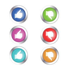 Thumb up and thumb down flat icon. Vector illustration