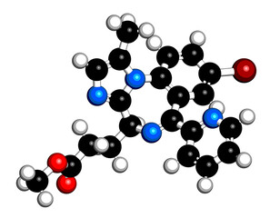Remimazolam drug molecule. 3D rendering.