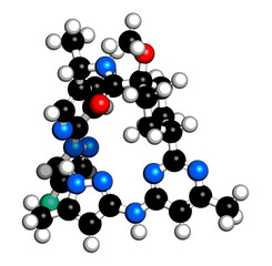 Pralsetinib cancer drug molecule. 3D rendering.