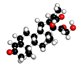 Clascoterone drug molecule. 3D rendering.